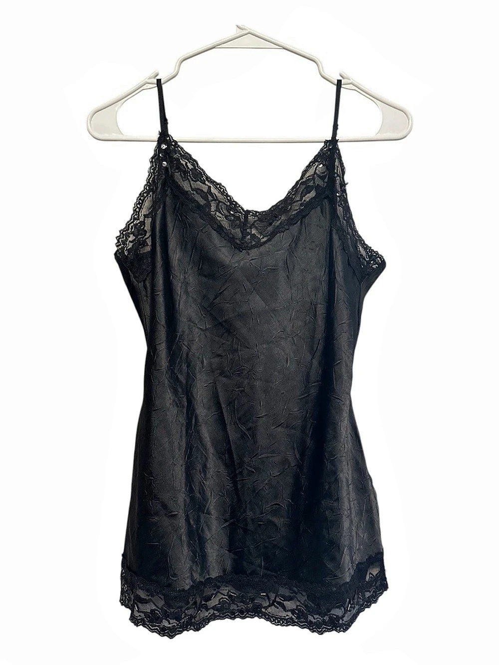 Vintage Y2K No Boundaries Black Lace Trim Camisole Size Medium